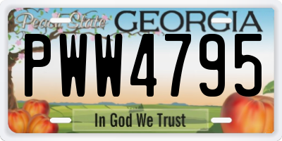GA license plate PWW4795