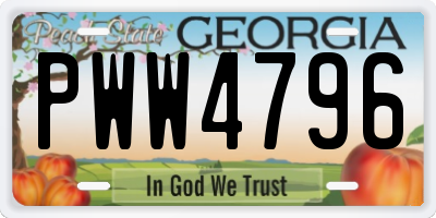 GA license plate PWW4796