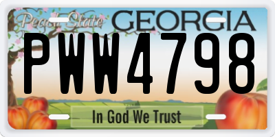 GA license plate PWW4798