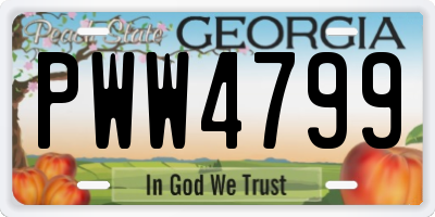 GA license plate PWW4799