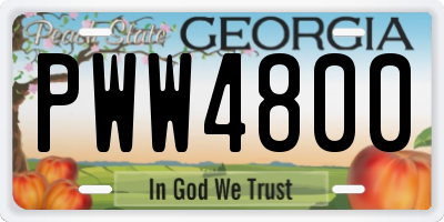 GA license plate PWW4800