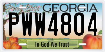 GA license plate PWW4804