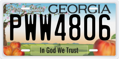 GA license plate PWW4806