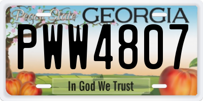 GA license plate PWW4807