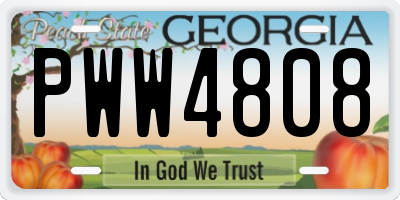 GA license plate PWW4808
