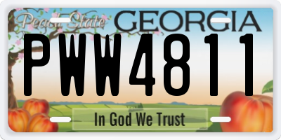 GA license plate PWW4811