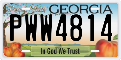GA license plate PWW4814