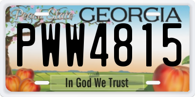 GA license plate PWW4815