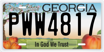 GA license plate PWW4817