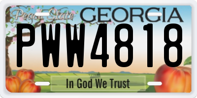 GA license plate PWW4818