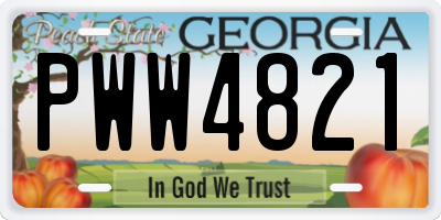 GA license plate PWW4821