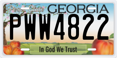 GA license plate PWW4822