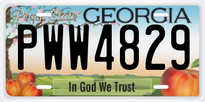 GA license plate PWW4829