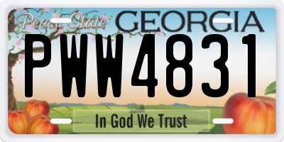 GA license plate PWW4831