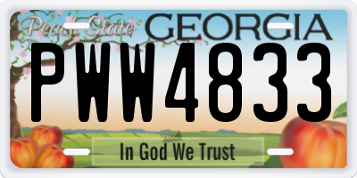 GA license plate PWW4833