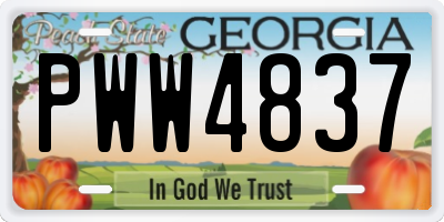 GA license plate PWW4837
