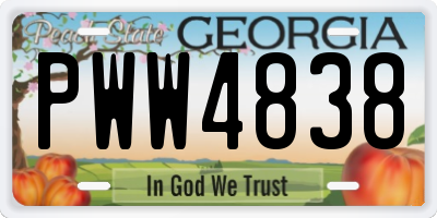 GA license plate PWW4838