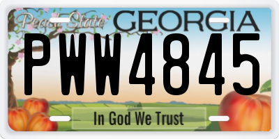 GA license plate PWW4845