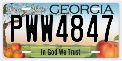 GA license plate PWW4847