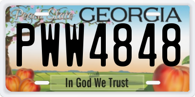 GA license plate PWW4848