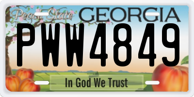 GA license plate PWW4849