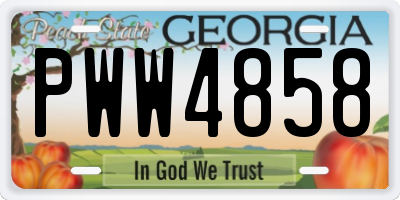 GA license plate PWW4858