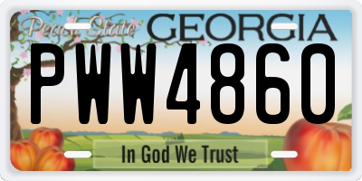 GA license plate PWW4860