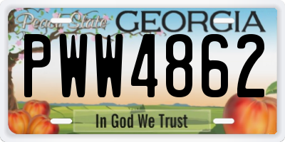 GA license plate PWW4862