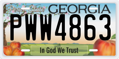 GA license plate PWW4863