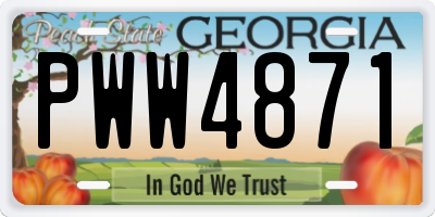 GA license plate PWW4871