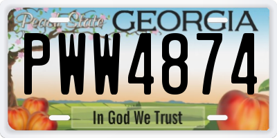 GA license plate PWW4874