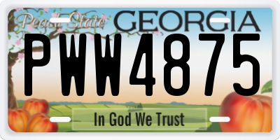 GA license plate PWW4875