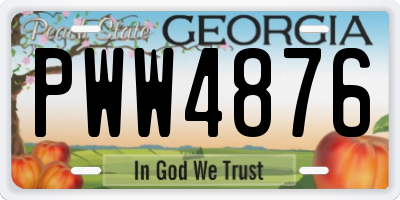 GA license plate PWW4876