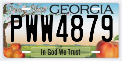 GA license plate PWW4879