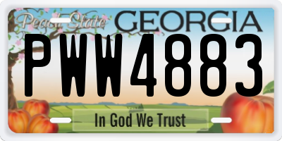 GA license plate PWW4883