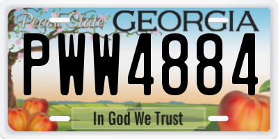GA license plate PWW4884