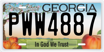GA license plate PWW4887