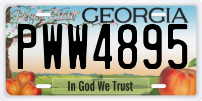 GA license plate PWW4895