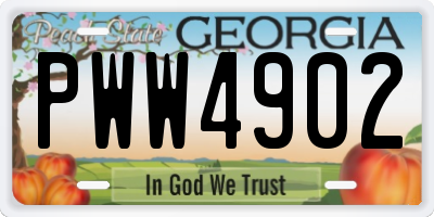 GA license plate PWW4902