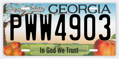 GA license plate PWW4903