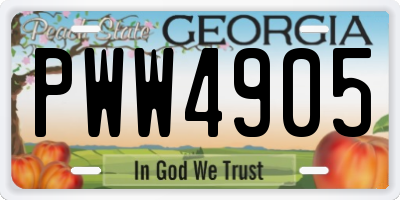 GA license plate PWW4905