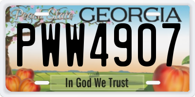 GA license plate PWW4907