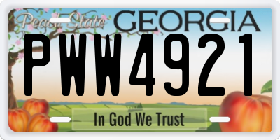 GA license plate PWW4921