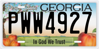 GA license plate PWW4927