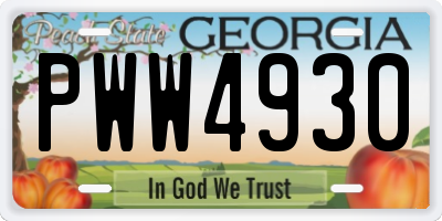 GA license plate PWW4930