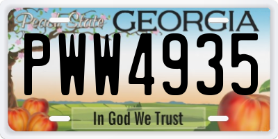 GA license plate PWW4935