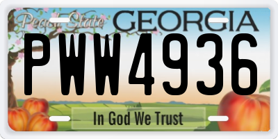 GA license plate PWW4936