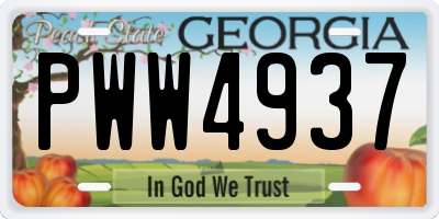 GA license plate PWW4937
