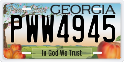 GA license plate PWW4945