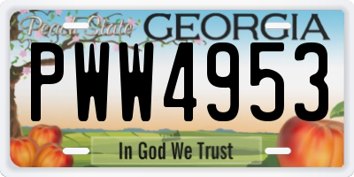 GA license plate PWW4953